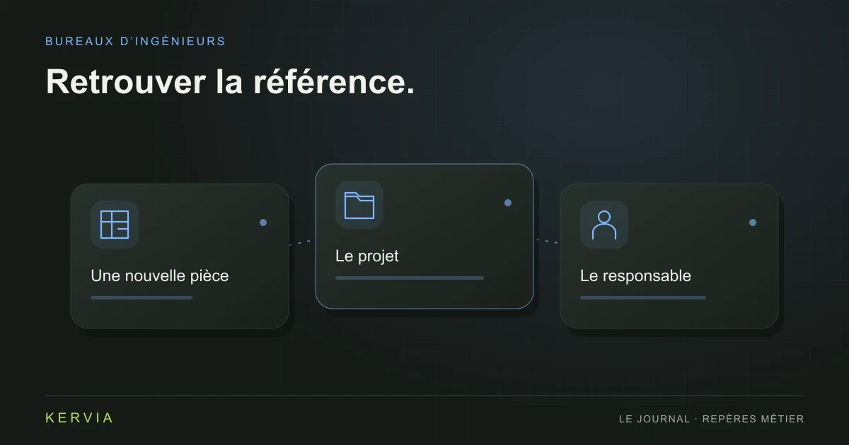Illustration éditoriale : Bureau d’ingénieurs : retrouver le bon document