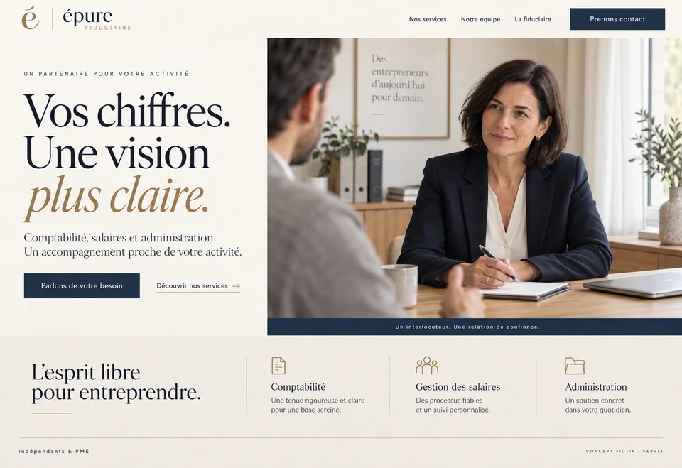 Aperçu du concept Épure, site de fiduciaire.
